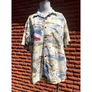 Go Barefoot men's hawaiian shirt size large California theme